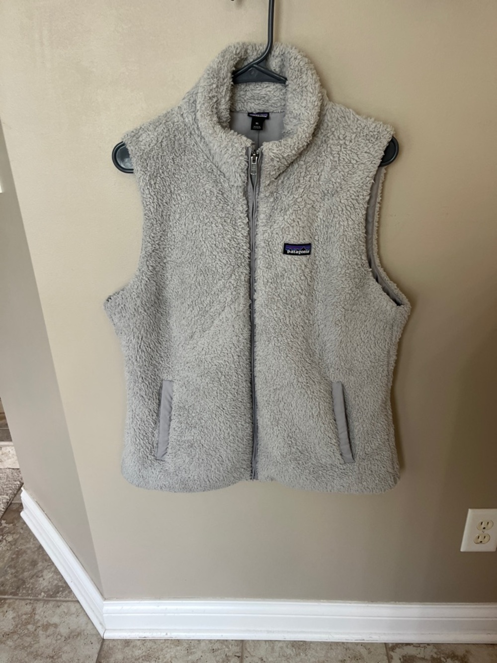 Patagonia Light Gray Sherpa Fleece Vest